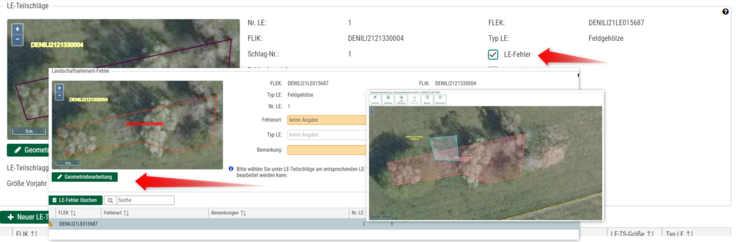 Landschaftselement - Fehler an einem bestehenden Schlag melden