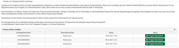 Vorbewirtschafter nachladen