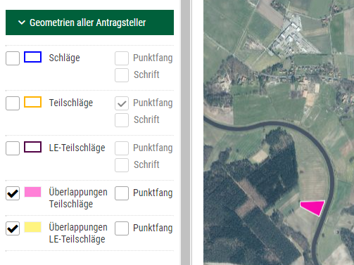 Legende in der Geometriebearbeitung: Anzeige der Überlappungen