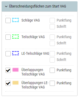 Gruppenlayer in der Geometriebearbeitung "Überschneidungsflächen zum Start VAG"