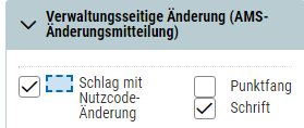 AMS Änderungsmitteilung - Nutzcode Änderung