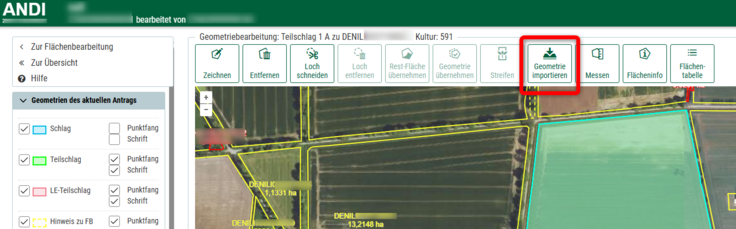 Geometriebearbeitung mit dem neuen Button Geometrie importieren
