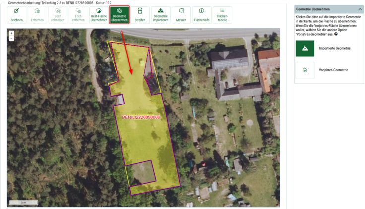 Importierte Geometrie übernehmen